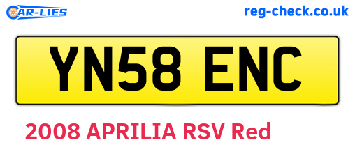 YN58ENC are the vehicle registration plates.