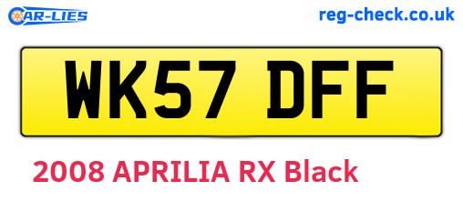 WK57DFF are the vehicle registration plates.