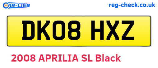 DK08HXZ are the vehicle registration plates.