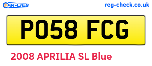PO58FCG are the vehicle registration plates.