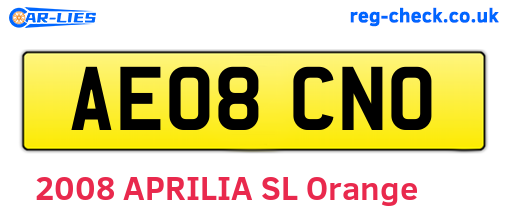 AE08CNO are the vehicle registration plates.