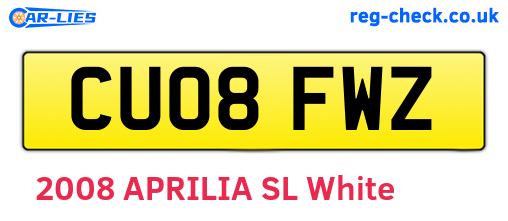 CU08FWZ are the vehicle registration plates.