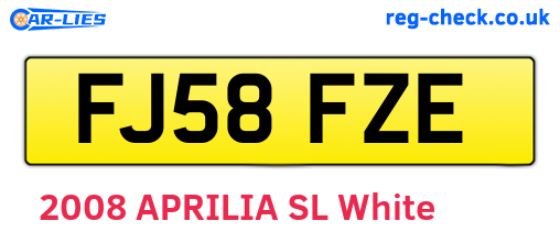 FJ58FZE are the vehicle registration plates.