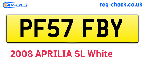PF57FBY are the vehicle registration plates.
