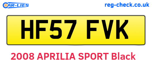 HF57FVK are the vehicle registration plates.