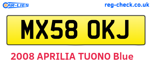 MX58OKJ are the vehicle registration plates.