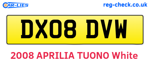 DX08DVW are the vehicle registration plates.