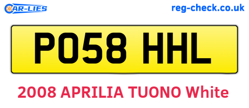 PO58HHL are the vehicle registration plates.