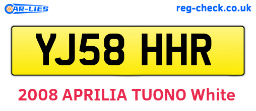 YJ58HHR are the vehicle registration plates.