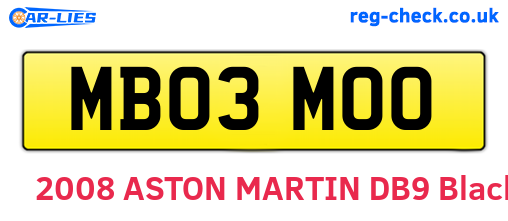 MB03MOO are the vehicle registration plates.