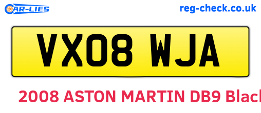 VX08WJA are the vehicle registration plates.