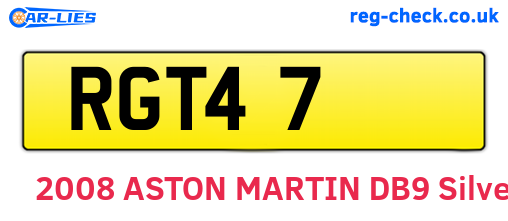 RGT47 are the vehicle registration plates.