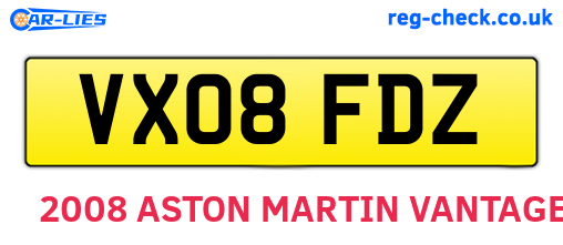 VX08FDZ are the vehicle registration plates.