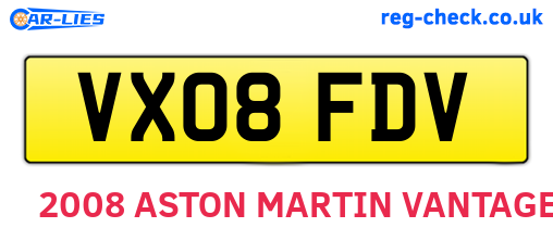 VX08FDV are the vehicle registration plates.