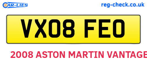 VX08FEO are the vehicle registration plates.