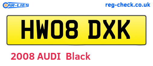 HW08DXK are the vehicle registration plates.