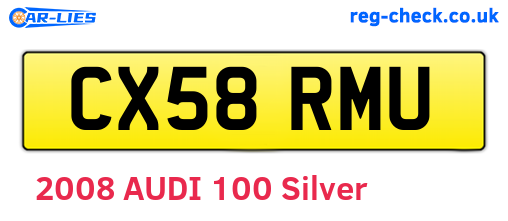 CX58RMU are the vehicle registration plates.