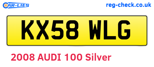 KX58WLG are the vehicle registration plates.
