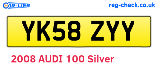 YK58ZYY are the vehicle registration plates.