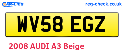 WV58EGZ are the vehicle registration plates.