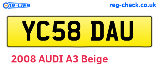 YC58DAU are the vehicle registration plates.