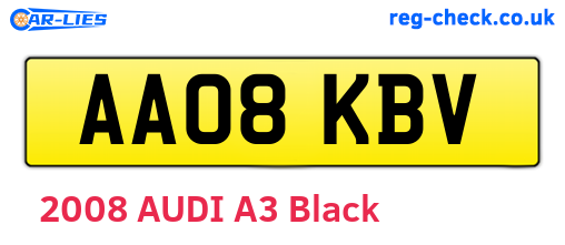 AA08KBV are the vehicle registration plates.