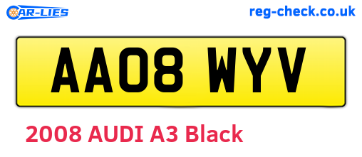 AA08WYV are the vehicle registration plates.