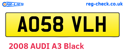 AO58VLH are the vehicle registration plates.
