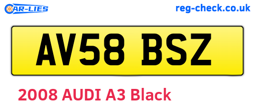 AV58BSZ are the vehicle registration plates.