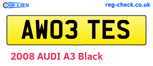 AW03TES are the vehicle registration plates.