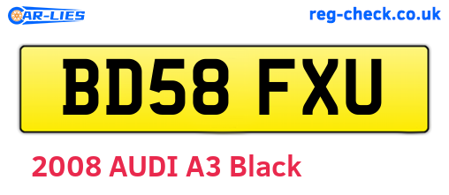 BD58FXU are the vehicle registration plates.