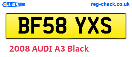 BF58YXS are the vehicle registration plates.