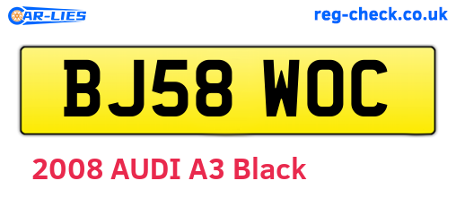 BJ58WOC are the vehicle registration plates.