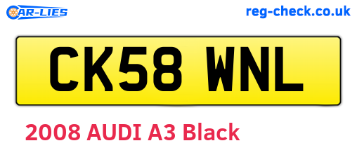 CK58WNL are the vehicle registration plates.