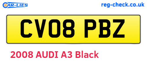 CV08PBZ are the vehicle registration plates.
