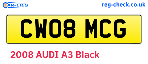 CW08MCG are the vehicle registration plates.