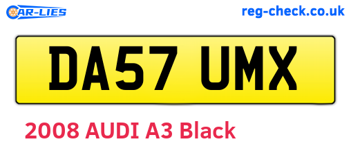DA57UMX are the vehicle registration plates.