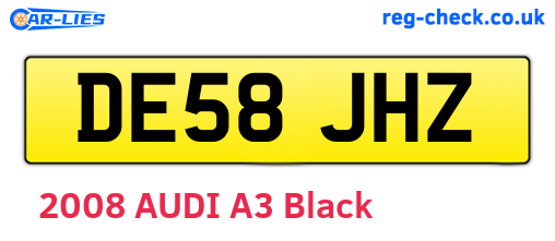 DE58JHZ are the vehicle registration plates.