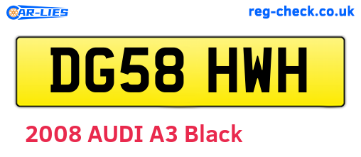 DG58HWH are the vehicle registration plates.