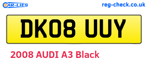 DK08UUY are the vehicle registration plates.