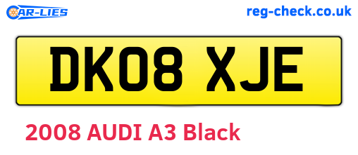 DK08XJE are the vehicle registration plates.