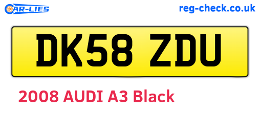 DK58ZDU are the vehicle registration plates.