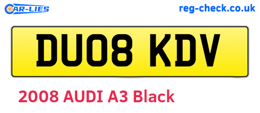 DU08KDV are the vehicle registration plates.