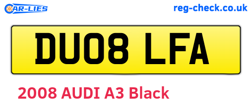 DU08LFA are the vehicle registration plates.