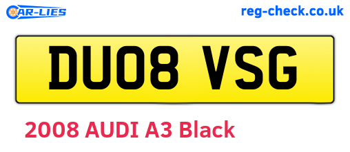 DU08VSG are the vehicle registration plates.