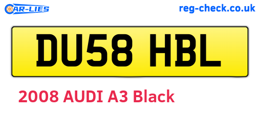 DU58HBL are the vehicle registration plates.