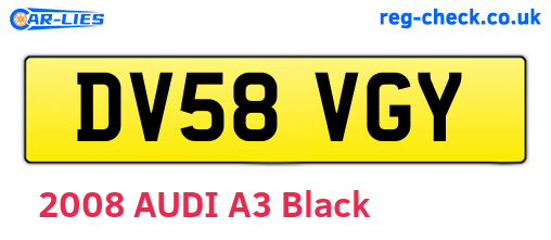 DV58VGY are the vehicle registration plates.