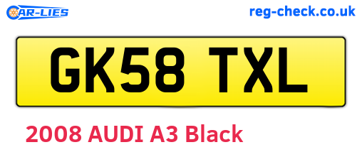 GK58TXL are the vehicle registration plates.