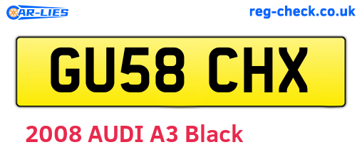 GU58CHX are the vehicle registration plates.
