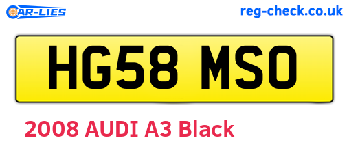 HG58MSO are the vehicle registration plates.